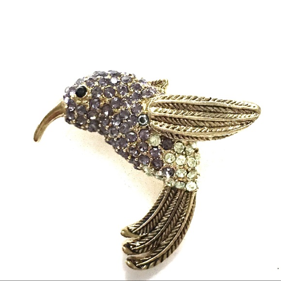 Monet Jewelry - Vintage hummingbird brooch pin gold tone Monet
